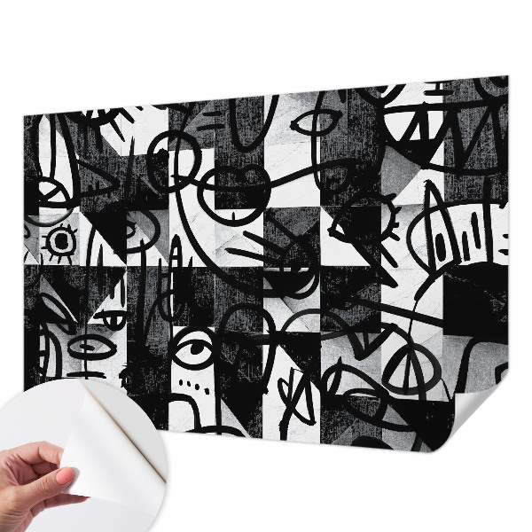 Stick-on wall mural with a chaotic drawing motif