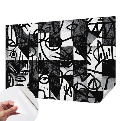 Stick-on wall mural with a chaotic drawing motif