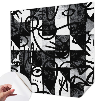 Stick-on wall mural with a chaotic drawing motif