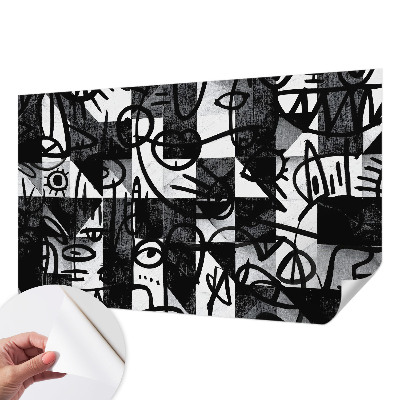 Stick-on wall mural with a chaotic drawing motif