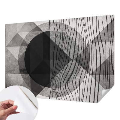 Peel and stick wall mural for living room with an abstract shapes design