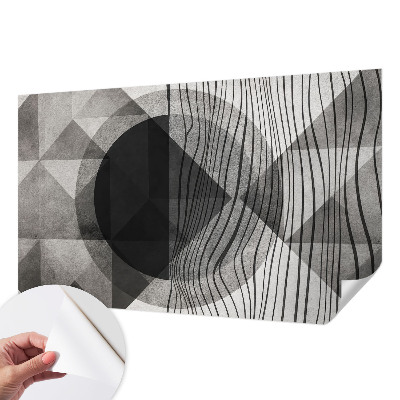 Peel and stick wall mural for living room with an abstract shapes design