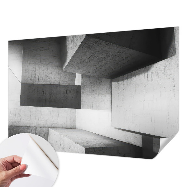 Removable wall mural with a geometric sculptures motif