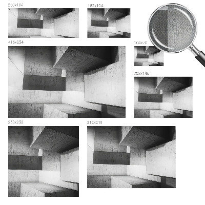 Removable wall mural with a geometric sculptures motif