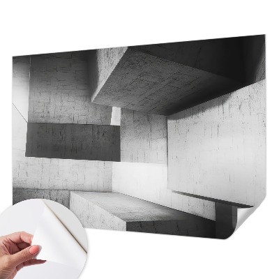 Removable wall mural with a geometric sculptures motif