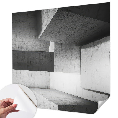 Removable wall mural with a geometric sculptures motif