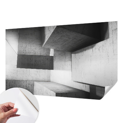 Removable wall mural with a geometric sculptures motif