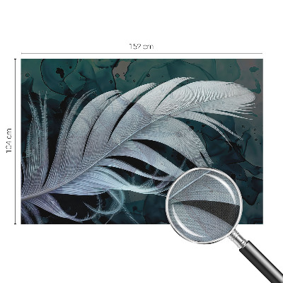 Peel and stick wall mural for bedroom with an ethereal feather design