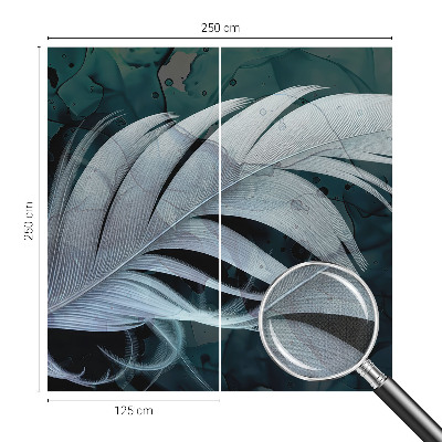Peel and stick wall mural for bedroom with an ethereal feather design