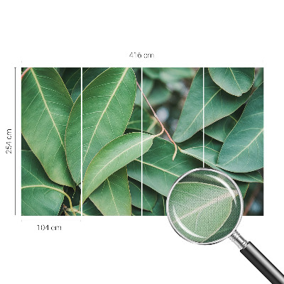 Peel and stick wall mural for kids' room with a green leaves design