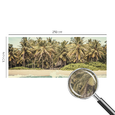 Nursery wall mural with a tropical beach design