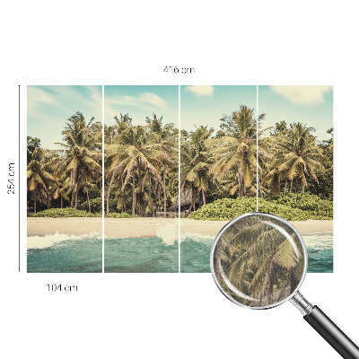 Nursery wall mural with a tropical beach design
