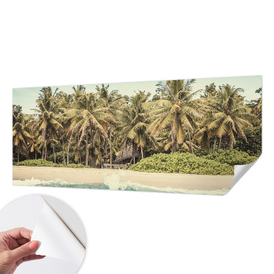 Nursery wall mural with a tropical beach design