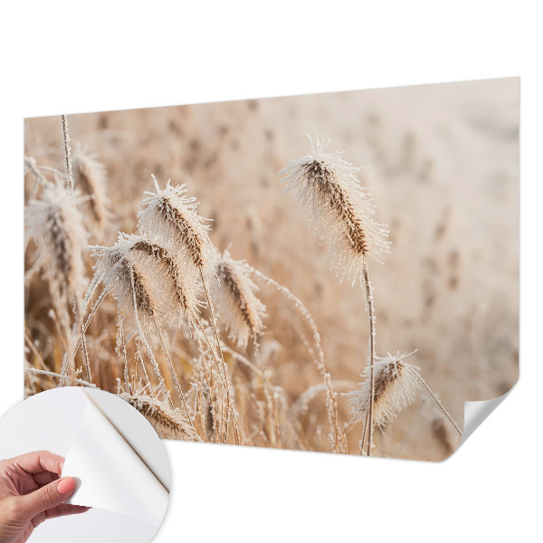 Peel and stick wall mural with a winter landscape design