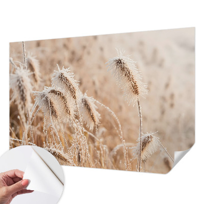 Peel and stick wall mural with a winter landscape design