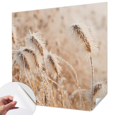 Peel and stick wall mural with a winter landscape design