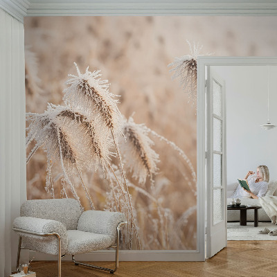 Peel and stick wall mural with a winter landscape design