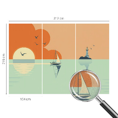 Peel and stick wallpaper mural with a sea-inspired design titled 
