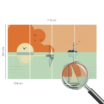 Peel and stick wallpaper mural with a sea-inspired design titled 