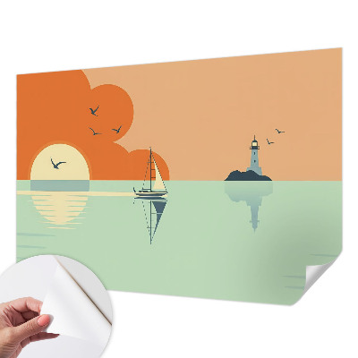 Peel and stick wallpaper mural with a sea-inspired design titled 