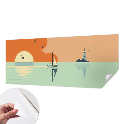 Peel and stick wallpaper mural with a sea-inspired design titled 