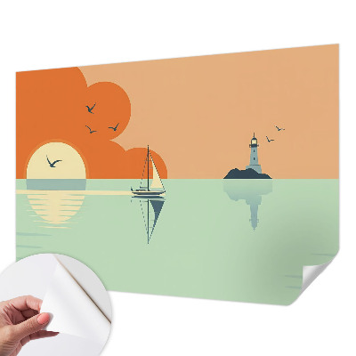 Peel and stick wallpaper mural with a sea-inspired design titled 