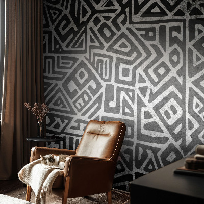 Self-adhesive photo wallpaper with a geometric maze design