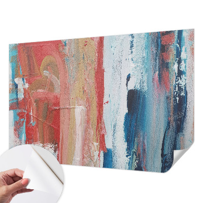 Stick-on wall mural with colorful abstract design