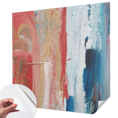 Stick-on wall mural with colorful abstract design