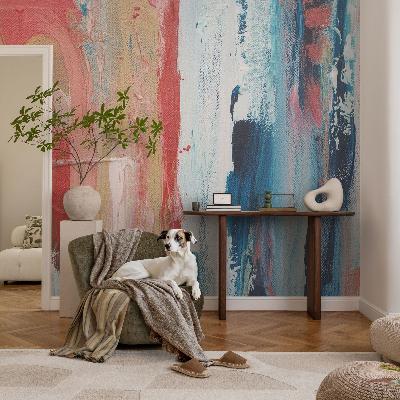 Stick-on wall mural with colorful abstract design