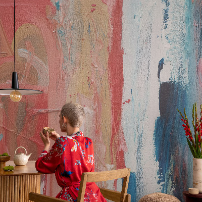Stick-on wall mural with colorful abstract design