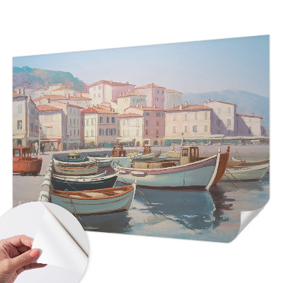 Removable wall mural with a seaside haven design