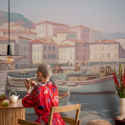 Removable wall mural with a seaside haven design