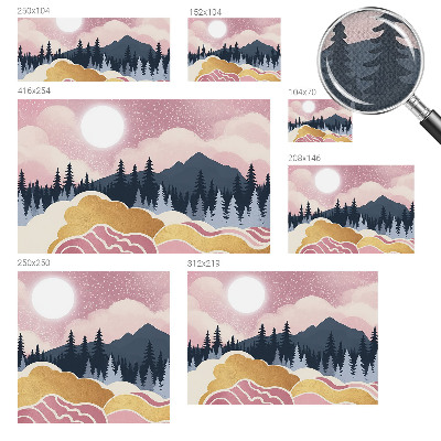 Peel and stick wall mural for living room with a pink sunset design