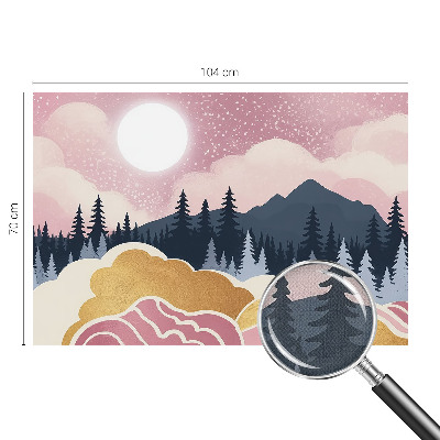Peel and stick wall mural for living room with a pink sunset design
