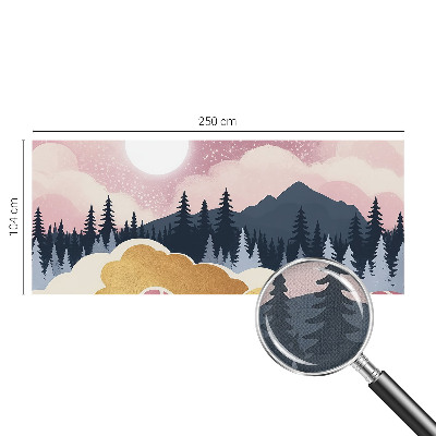 Peel and stick wall mural for living room with a pink sunset design