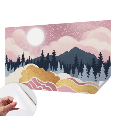 Peel and stick wall mural for living room Pink Sunset
