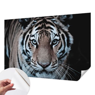 Nursery wall mural with a tiger portrait design