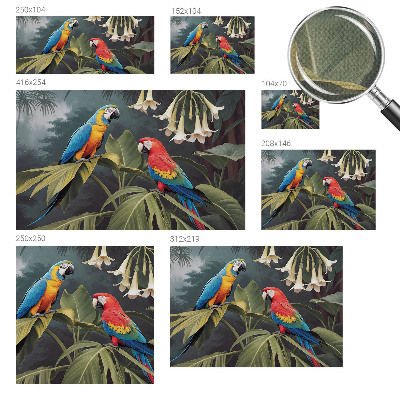 Peel and stick wall mural for bedroom Colorful parrots