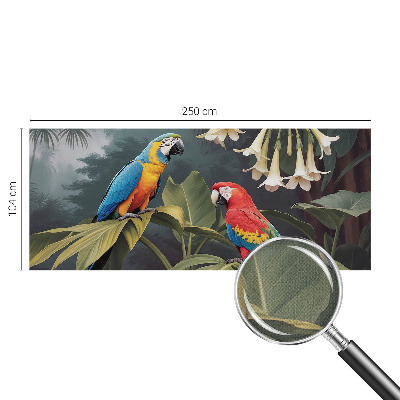 Peel and stick wall mural with a colorful parrots design for the bedroom
