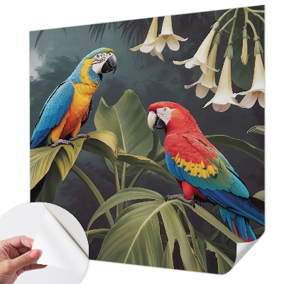 Peel and stick wall mural for bedroom Colorful parrots