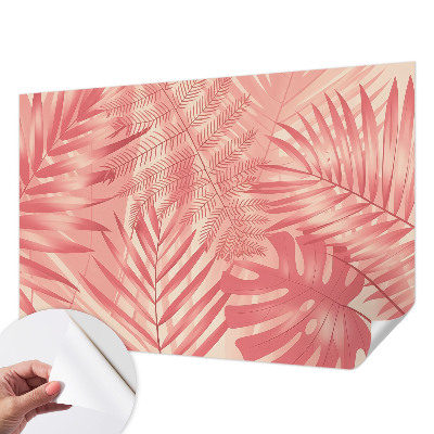 Peel and stick wall mural with tropical leaf design
