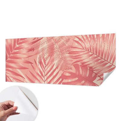 Peel and stick wall mural with tropical leaf design