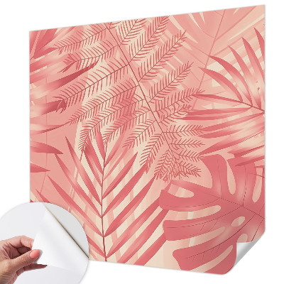 Peel and stick wall mural with tropical leaf design