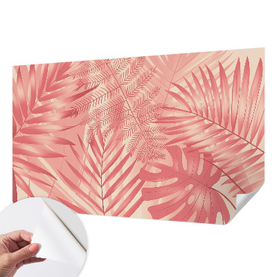 Peel and stick wall mural with tropical leaf design