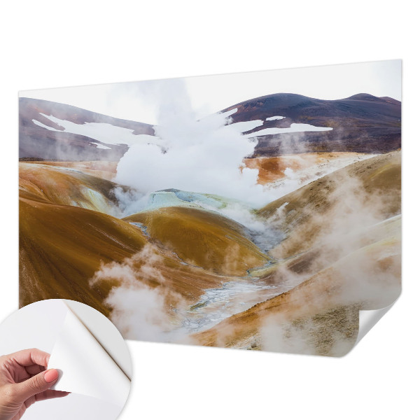 Baby room wall mural with a volcanic hills design