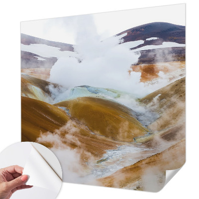 Baby room wall mural with a volcanic hills design
