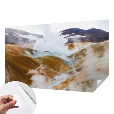 Baby room wall mural with a volcanic hills design