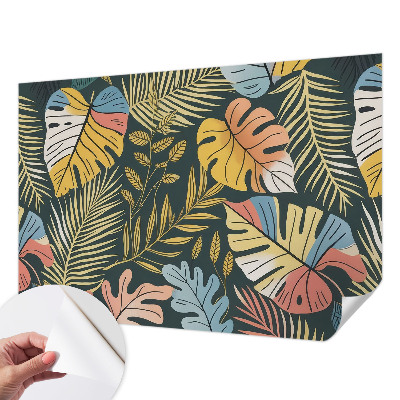 Peel and stick wall mural for living room with a tropical energy design