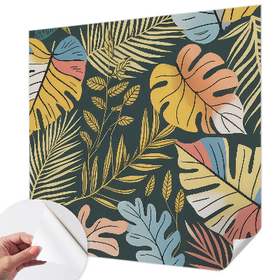 Peel and stick wall mural for living room with a tropical energy design
